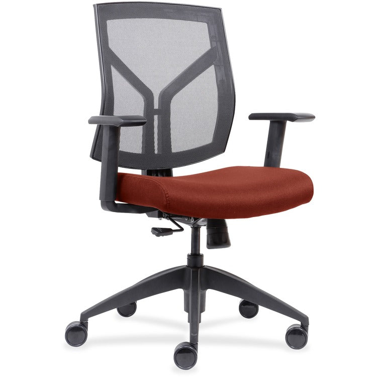 Lorell Mid-back Chair, Mesh Back, 26-1/2" x 25" x 45", Orange Fabric (LLR83111A203)