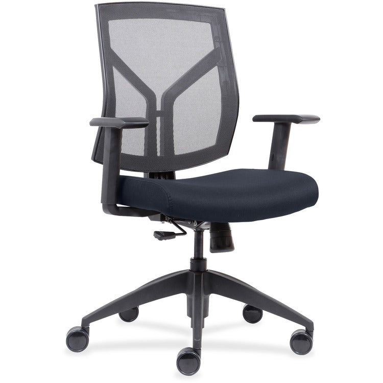 Lorell Mid-back Chair, Mesh Back, 26-1/2" x 25" x 45", Dark Blue Fabric (LLR83111A204)