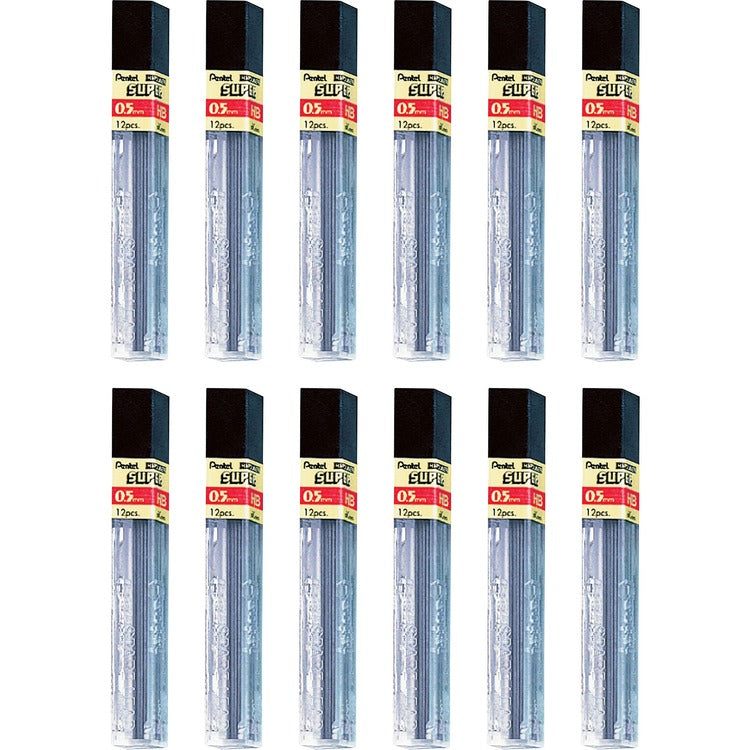 Pentel Hi-Polymer Lead, 0.5 mm, Fine, 144/BX, HB/Black (PENC505HBBX) Box of 144