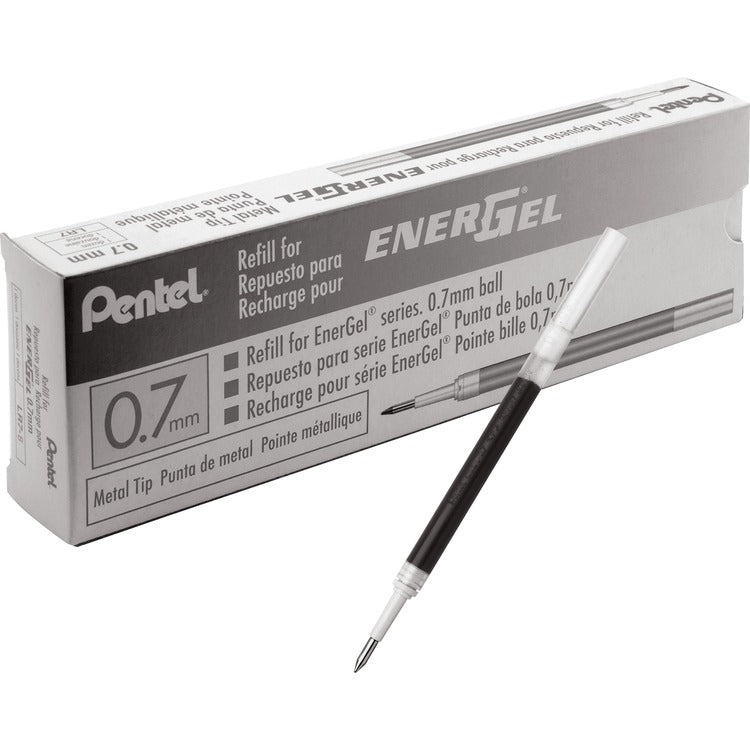 EnerGel Gel Pen Refills for EnerGel, 0.7mm, Fine, 12/BX, Black Ink (PENLR7ABX) Box of 12