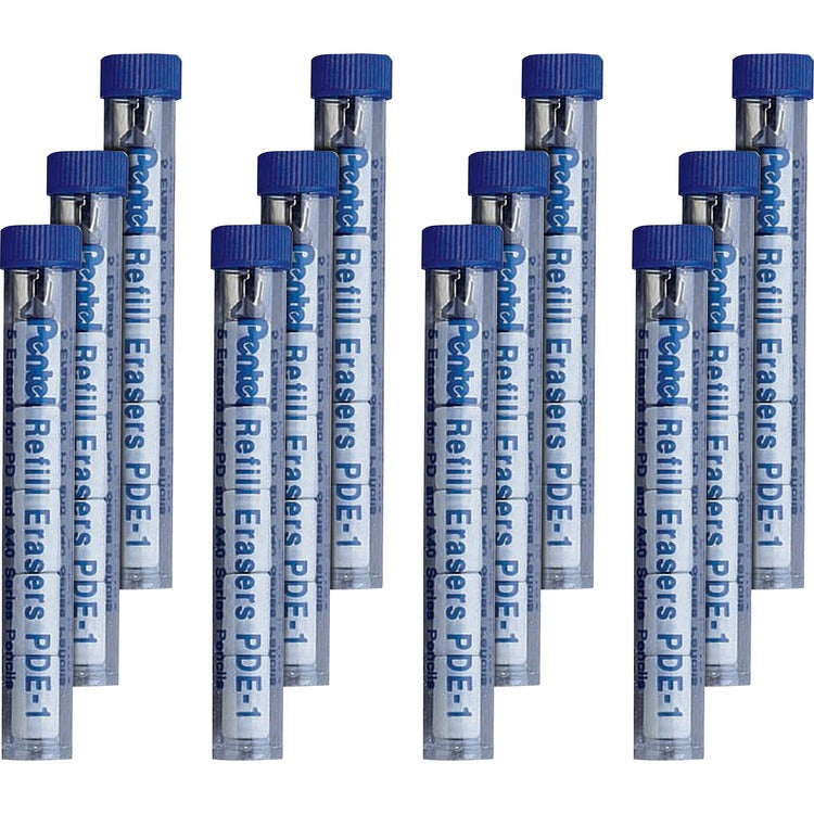 Pentel Erasers for Automatic Drafting Pencils, 60/BX, White (PENPDE1BX) Box of 60