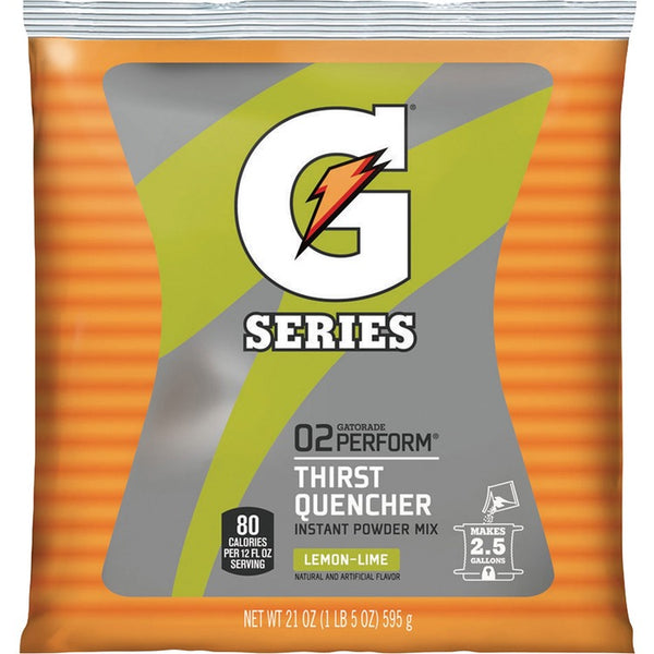 Gatorade Mix Pouches, 2-1/2 Gal Yield/Pouch, 32/CT, Lemon Lime (QKR03969CT) Case of 32