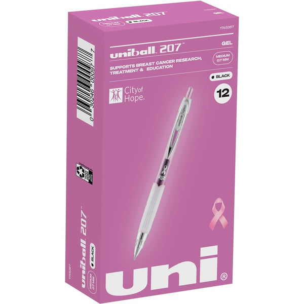 uniball&trade; Gel Pens, Super Ink, 0.7mm, 12/BX, Pink Ribbon Barrel/Black Ink (UBC1745267BX) Box of 12