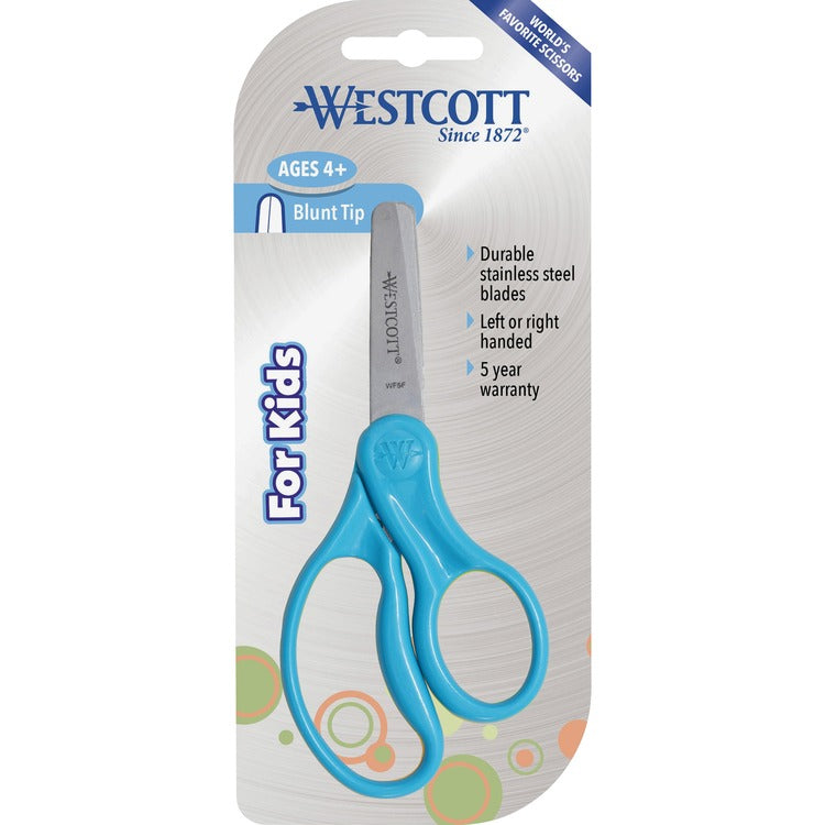 Westcott For Kids Scissors, 5" Length,1 3/4" Cut,Rounded,Blue/Green/Pink/Yellow,30/Carton (ACM16656) Case of 30