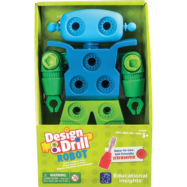 Educational Insights Toy Robot, Design and Drill, 6-1/4"Wx3-3/4"Lx10"H, Multi (EII4127) Each