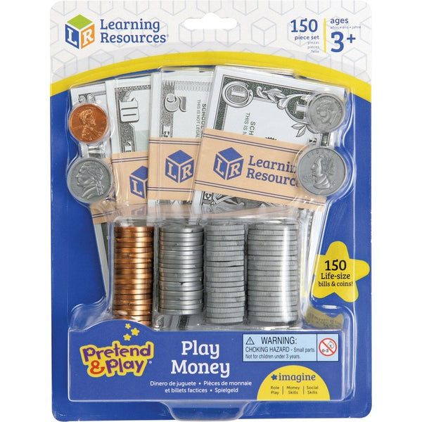 Pretend & Play Play Money, Pretend and Play, 6-1/2"Wx8-1/2"Lx1-4/5"H, Multi (LRNLER2725) 1 Set
