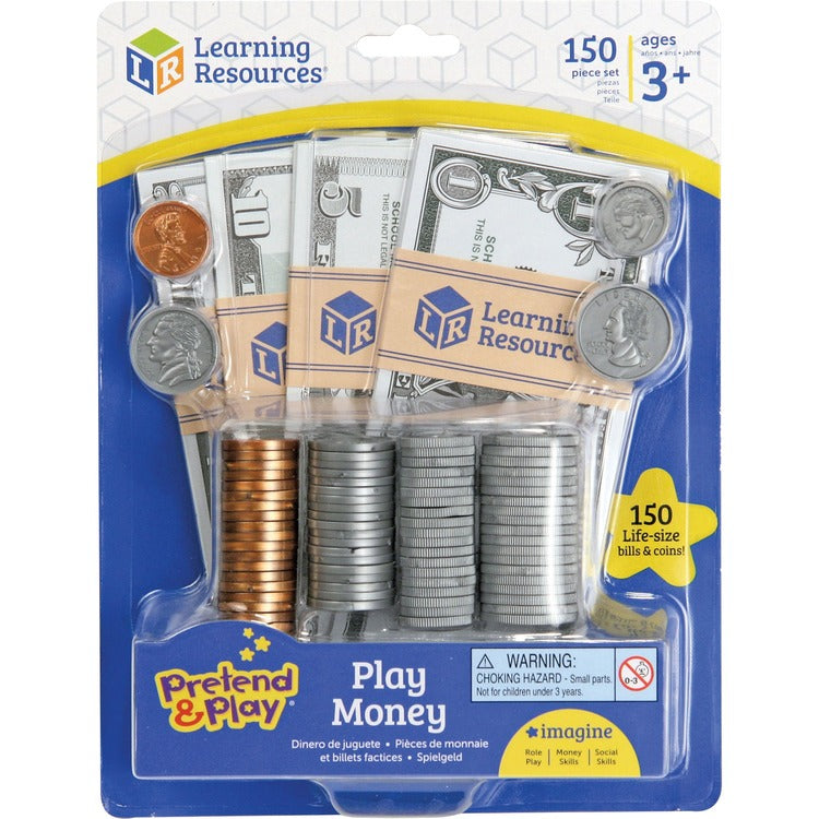 Pretend & Play Play Money, Pretend and Play, 6-1/2"Wx8-1/2"Lx1-4/5"H, Multi (LRNLER2725) 1 Set