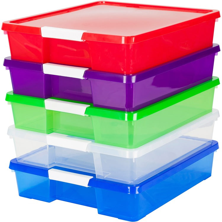 Storex Craft Box, Stackable, 14"Wx14"Lx3"H, 5/CT, Assorted (STX63202U05C) Case of 5