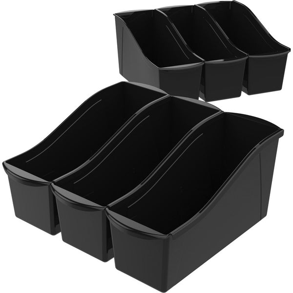 Storex Large Book Bin, 5-3/10"Wx14-3/10"Lx7"H, 6/ST, Black (STX70109U06C) Case of 6