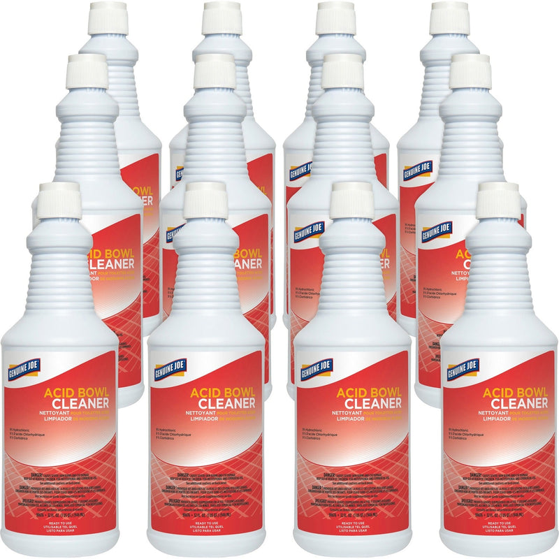 Genuine Joe Toilet Bowl Cleaner, Hydrochloric Acid, 32 oz, 12/CT (GJO99676CT) Case of 12