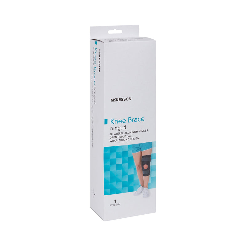 McKesson Knee Brace Medium Wraparound / Hook and Loop Strap Closure with D-Rings 18 to 20-1/2 Inch Circumference Left or Right Knee (1159101_EA) 1/EA