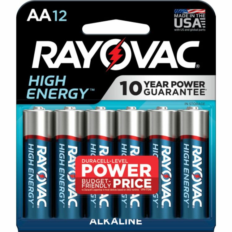 Rayovac High Energy Premium Alkaline AA Batteries, 12/Pack (RAY81512K) Pack of 12