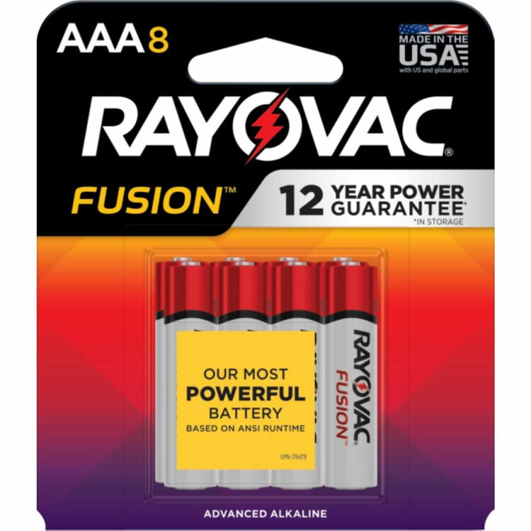 Rayovac Fusion Advanced Alkaline AAA Batteries, 8/Pack (RAY8248TFUSK) Pack of 8