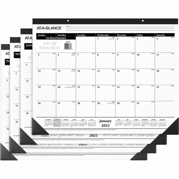 At-A-Glance Desk Calendars, 1PPM, 12 Months, January 2026 to December 2026, 24"x19", 4/BD (AAGSK3000BD) Pack of 4