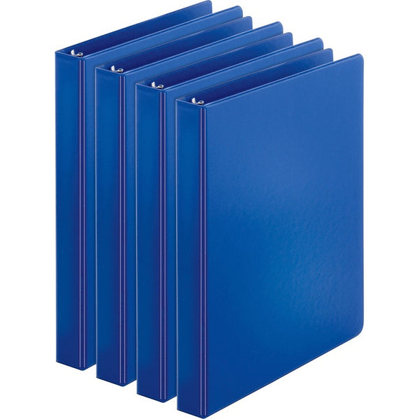 Business Source Binders, Round Rings, 1" Cap, 11"x8-1/2", 4/BD, Dark Blue (BSN09975BD) Pack of 4