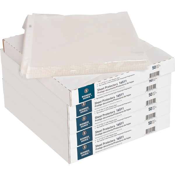 Business Source Sheet Protectors, Top Load, 5 mil, 11"x8-1/2", 250/CT, Clear (BSN16511CT) Case of 250