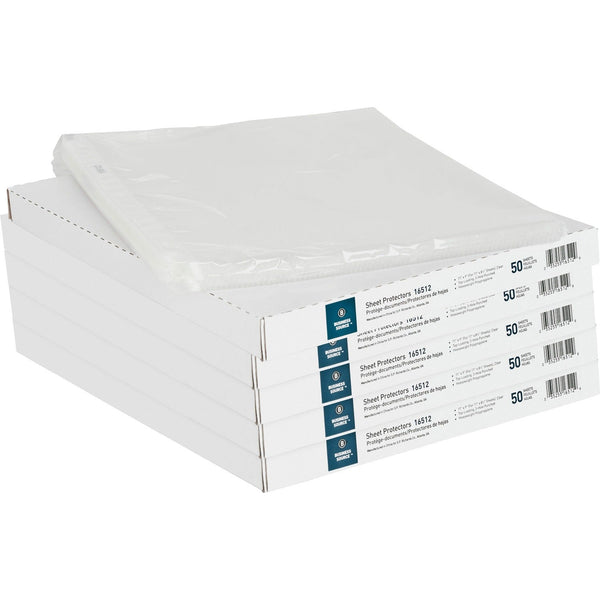 Business Source Sheet Protectors, Top Load, 3.3 mil, 11"x8-1/2", 250/BD, Clear (BSN16512BD) Pack of 250
