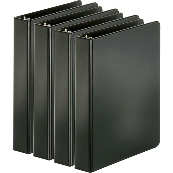 Business Source Binders, Round Rings, 1" Cap, 8-1/2"x5-1/2", 4/BD, Black (BSN28523BD) Pack of 4