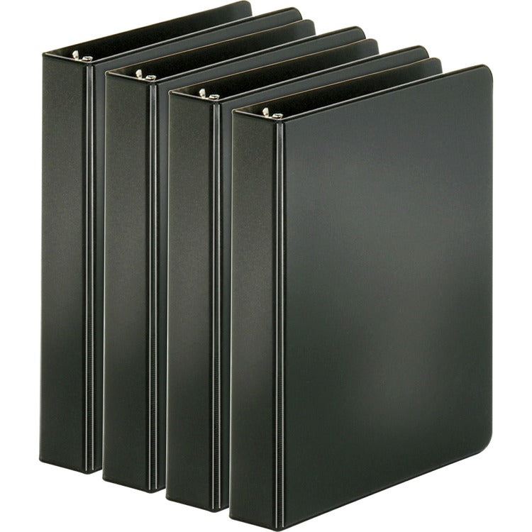 Business Source Binders, Round Rings, 1" Cap, 8-1/2"x5-1/2", 4/BD, Black (BSN28523BD) Pack of 4