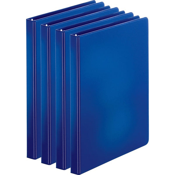 Business Source Binder, Round Rings, 1/2" Cap, 8-1/2"x11", 4/BD, Dark Blue (BSN28525BD) Pack of 4