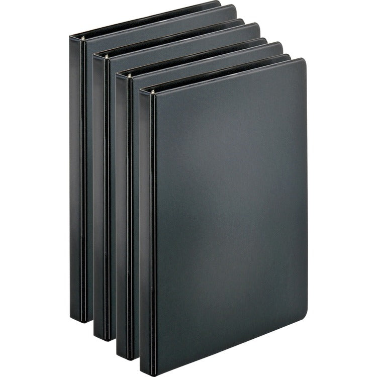 Business Source Binder, Round Rings, 1/2" Cap, 8-1/2"x11", 4/BD, Black (BSN28526BD) Pack of 4