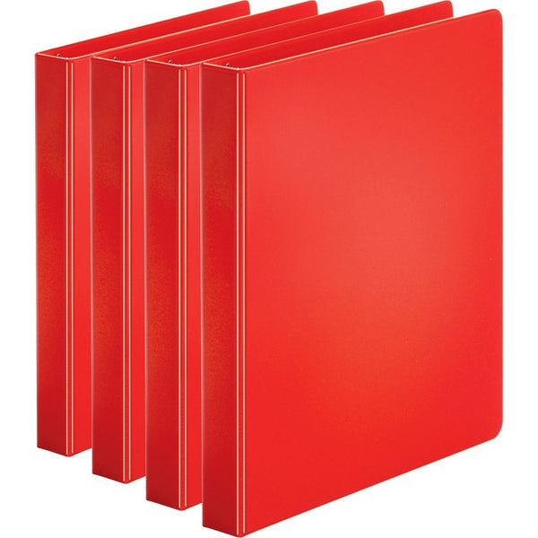 Business Source Binder, Round Rings, 1" Cap, 8-1/2"x11", 4/BD, Red (BSN28550BD) Pack of 4