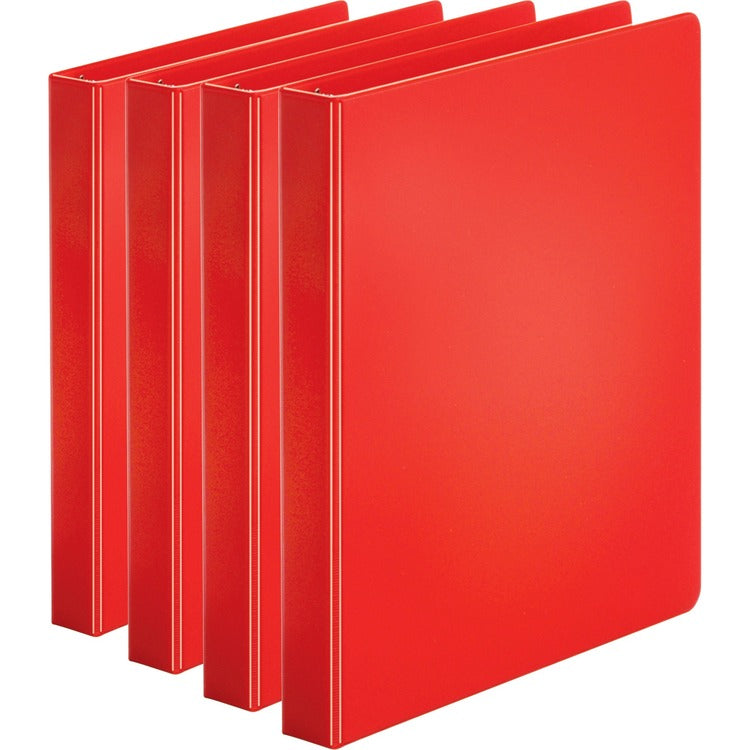 Business Source Binder, Round Rings, 1" Cap, 8-1/2"x11", 4/BD, Red (BSN28550BD) Pack of 4