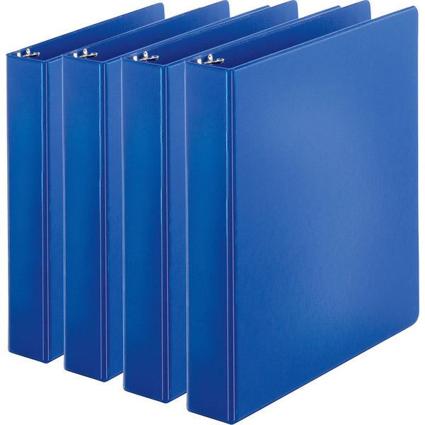 Business Source Binder, Round Rings, 1-1/2" Cap, 8-1/2"x11", 4/BD, Dark Blue (BSN28551BD) Pack of 4