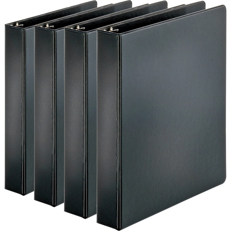 Business Source Binder, Round Rings, 1-1/2" Cap, 8-1/2"x11", 4/BD, Black (BSN28552BD) Pack of 4