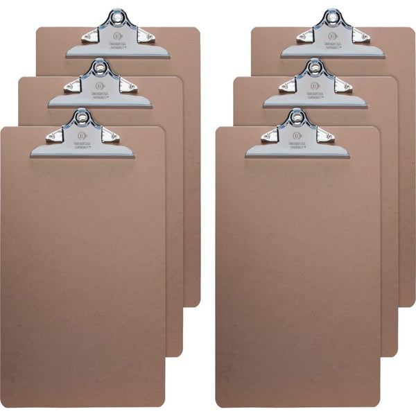 Business Source Clipboards, Hardboard, Metal Clip, 9"x15-1/2", 6/BD, Brown (BSN28554BD) Pack of 6