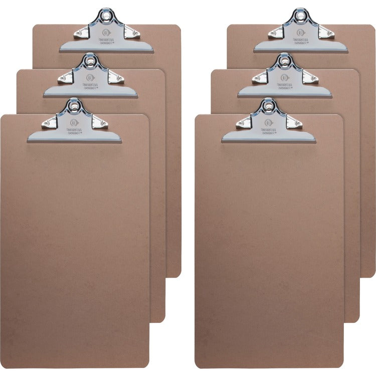 Business Source Clipboards, Hardboard, Metal Clip, 9"x15-1/2", 6/BD, Brown (BSN28554BD) Pack of 6