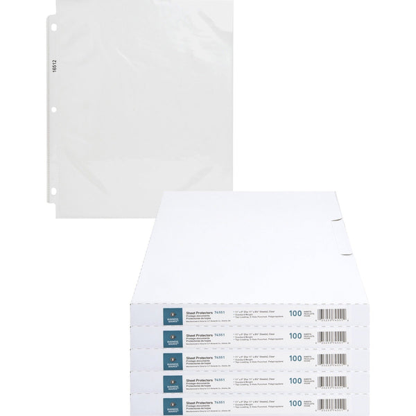 Business Source Sheet Protectors, Top Load, 1.9mil, 11"x8-1/2", 500/CT, Clear (BSN74551CT) Case of 500