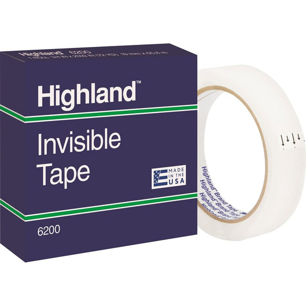 Highland Invisible Tape, 3" Core, 3/4"x2592", 12/PK, Clear (MMM6200342592PK) Pack of 12