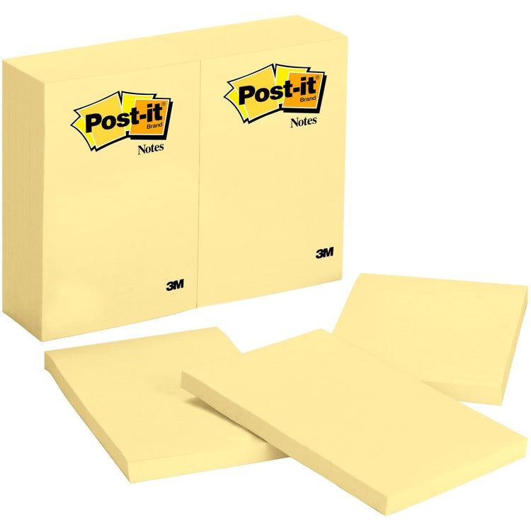 Post-it&reg; Original Pads, 4"x6", 100 SH/PD, 24/BD, Canary (MMM659YWBD) Pack of 24