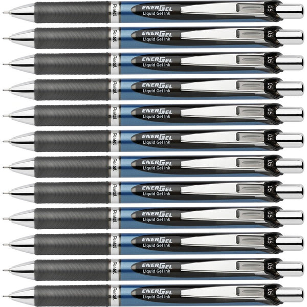 EnerGel Gel Pen, Retract/Refillable, Needle Tip, 0.5mm, 12/BX, Black Ink (PENBLN75ABX) Box of 12