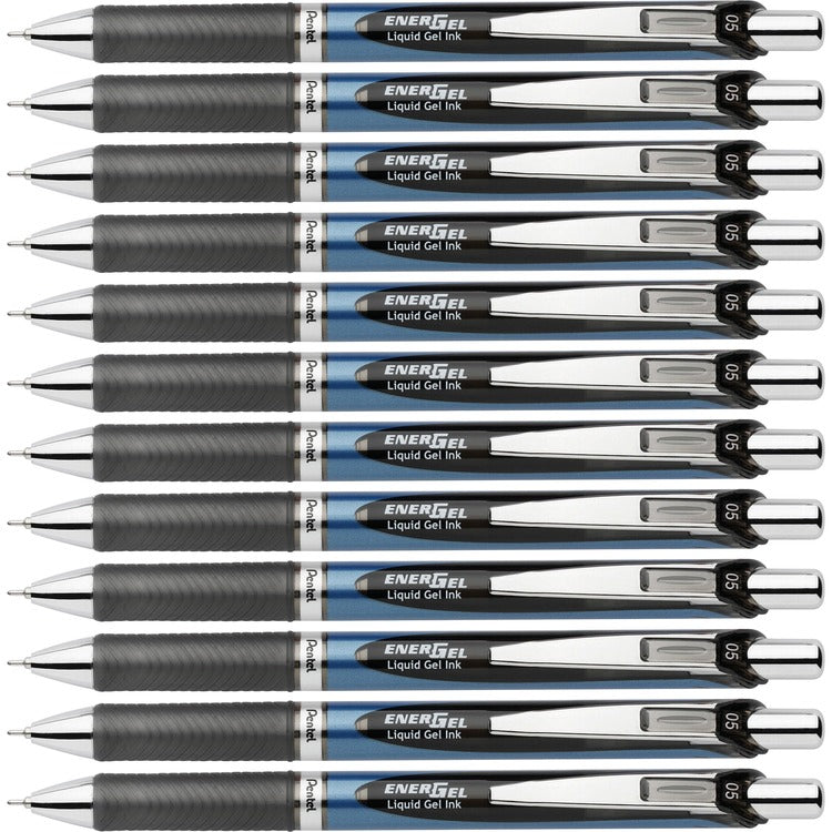 EnerGel Gel Pen, Retract/Refillable, Needle Tip, 0.5mm, 12/BX, Black Ink (PENBLN75ABX) Box of 12