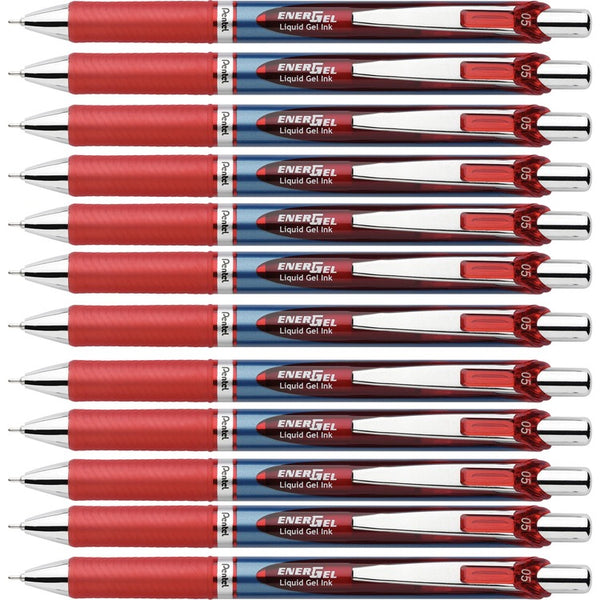 EnerGel Gel Pen, Retractable/Refillable, Needle Tip, 0.5mm, 12/BX, Red Ink (PENBLN75BBX) Box of 12