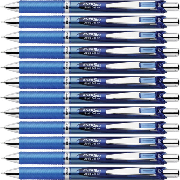 EnerGel Gel Pen, Retractable/Refillable, Needle Tip, 0.5mm, 12/BX, Blue Ink (PENBLN75CBX) Box of 12