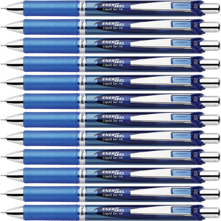 EnerGel Gel Pen, Retractable/Refillable, Needle Tip, 0.5mm, 12/BX, Blue Ink (PENBLN75CBX) Box of 12