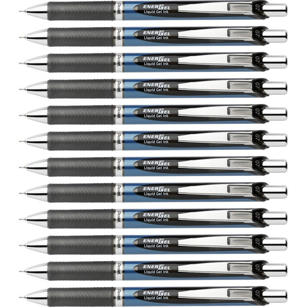 EnerGel Gel Pen, Retractable/Refillable, Metal Tip, 0.7mm, 12/BX, Black Ink (PENBLN77BP2ABX) Box of 12