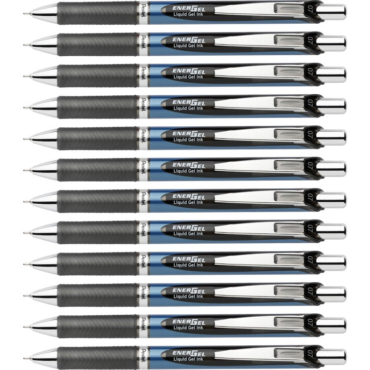 EnerGel Gel Pen, Retractable/Refillable, Metal Tip, 0.7mm, 12/BX, Black Ink (PENBLN77BP2ABX) Box of 12