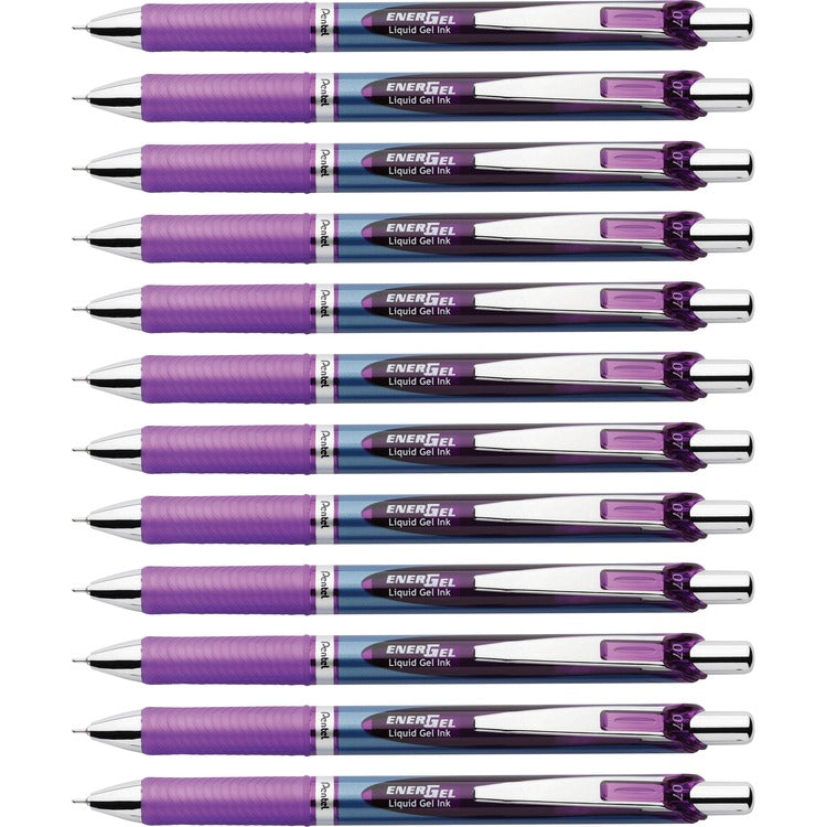 EnerGel Gel Pen, Retractable/Refillable, Metal Tip, 0.7mm, 12/DZ, Violet Ink (PENBLN77VBX) Box of 12