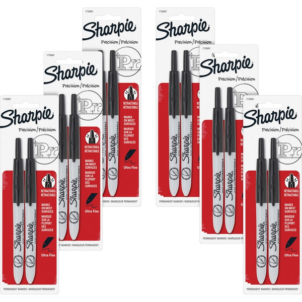 Sharpie Markers, Retractable, Ultra Fine, 12BX, Black (SAN1735801BX)