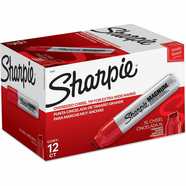 Sharpie Permanent Marker, Magnum, Jumbo Chisel Point, 12/BX, Red (SAN44002BX)