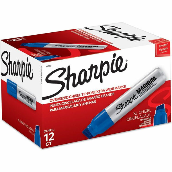 Sharpie Permanent Marker, Magnum, Jumbo Chisel Point, 12/BX, Blue (SAN44003BX)