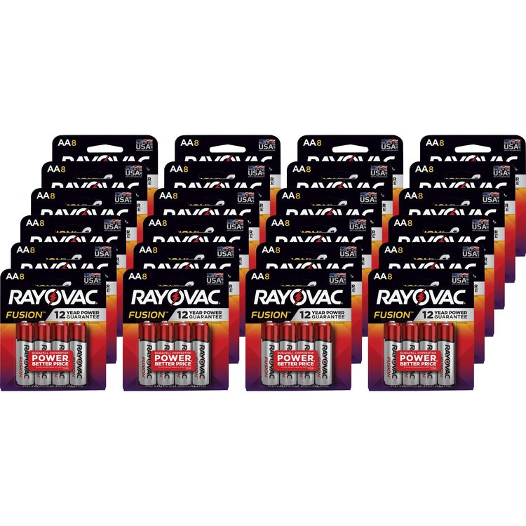 Rayovac Alkaline Batteries, AA Fusion, 192/CT (RAY8158TFUSKCT) Case of 192
