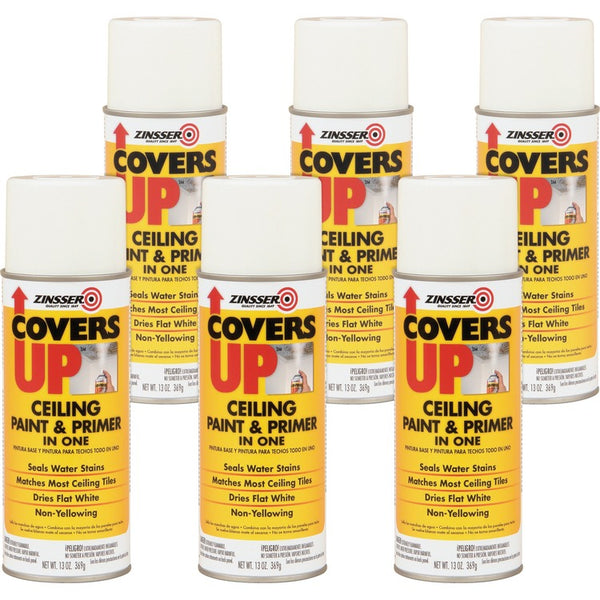 Zinsser Ceiling Paint/Primer, Vertical Spray, 13 oz, 6/CT, WE (RST3688CT) Case of 6
