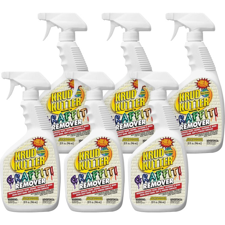 Krud Kutter Graffiti Remover, Water-Based, Multi-surface, 32 fl. oz, 6/CT (RSTGR326CT) Case of 6