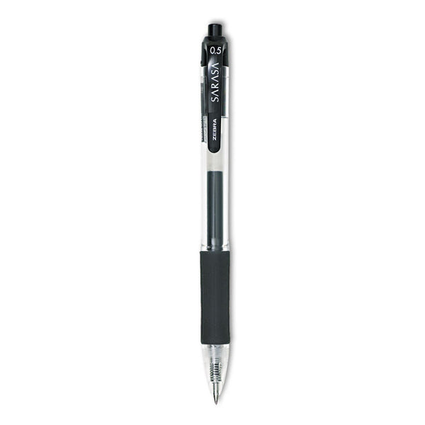 Zebra® Sarasa Dry Gel X20 Gel Pen, Retractable, Fine 0.5 mm, Black Ink, Clear/Black Barrel, 12/Pack (ZEB46710) 1 Dozen