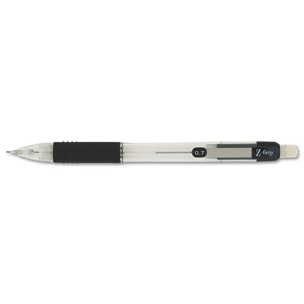 Zebra® Z-Grip Mechanical Pencil, 0.7 mm, HB (#2), Black Lead, Clear/Black Barrel, Dozen (ZEB52410) Case of 12